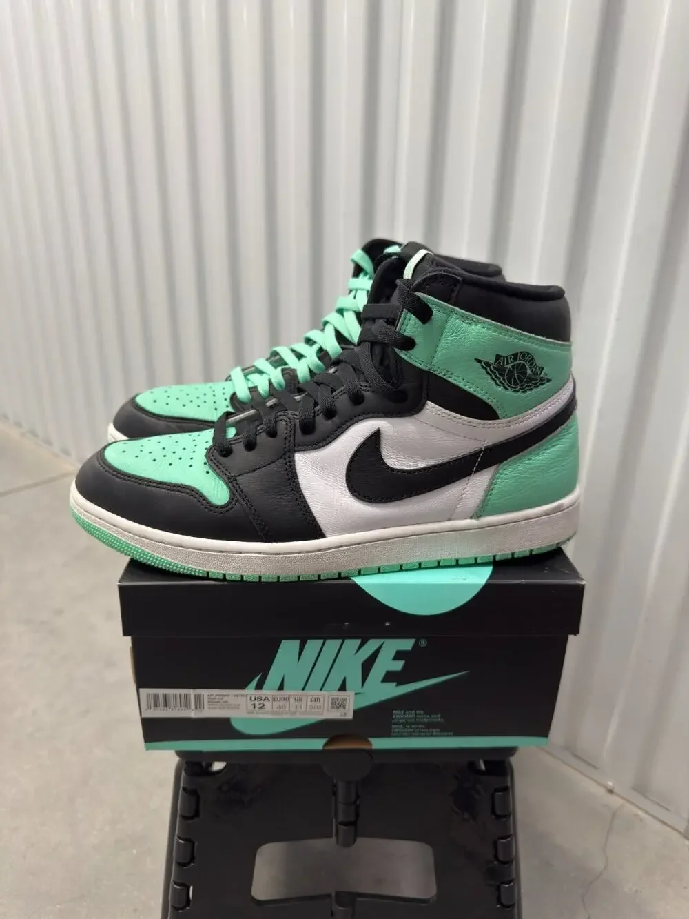 Nike Air Jordan 1 Green Glow White Black Size 12 Men's - DZ5485-130 Retro OG
